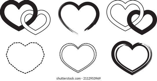Diferentes corazones de doodle dan ilustración