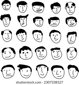 Personajes del garabato diferentes sobre fondo blanco
