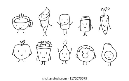 Different doodle style food products