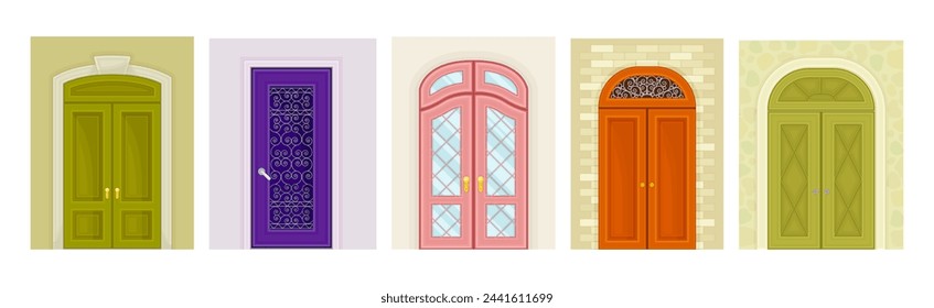 Different Door and Building Entry with Knob Vector Set