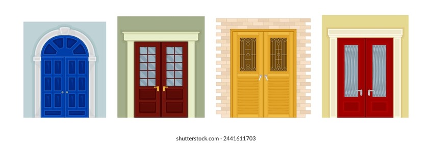 Different Door and Building Entry with Knob Vector Set