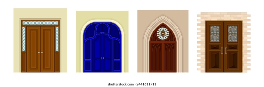 Different Door and Building Entry with Knob Vector Set