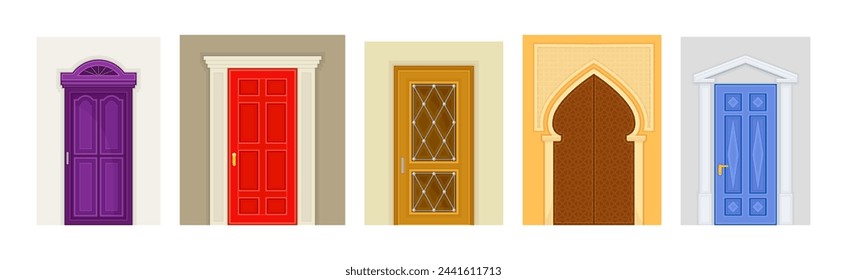 Different Door and Building Entry with Knob Vector Set