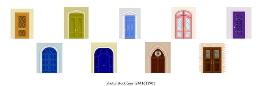 Different Door and Building Entry with Knob Vector Set