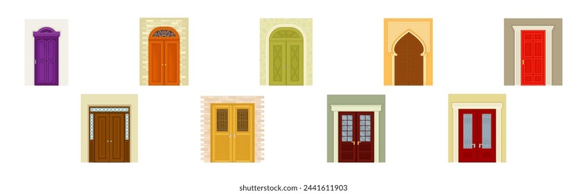 Different Door and Building Entry with Knob Vector Set