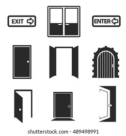 Different doors web icons collection set vector