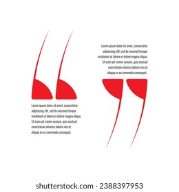 different double quotes symbol. red double quotes symbol