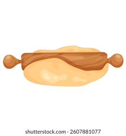 Different dough. Rolled out dough with a rolling pin for baking, pizza, bread.