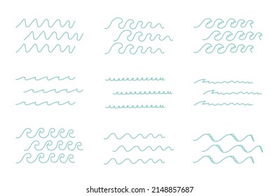 different drawing line waves vector illustration set