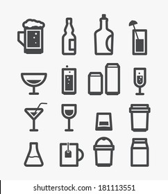 Different drinks icons set. Design elements