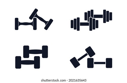 Different dumbbells weights vector icon set