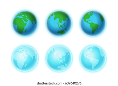 Different Earth sides isolated on white. Infographic template