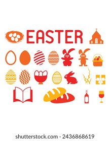 Different Easter Vectors Of Easter Elements And Easter Ornaments For Easter Sunday