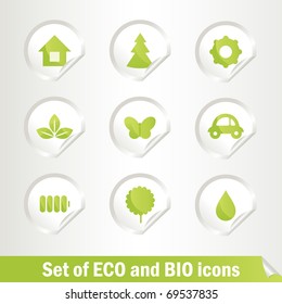 Different Eco bio  symbols, vector illustration EPS 8