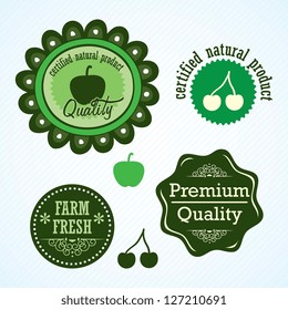Different eco-labels to mark a product or service. Vintage background