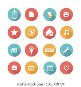 Different element long shadow icons, flat vector symbols