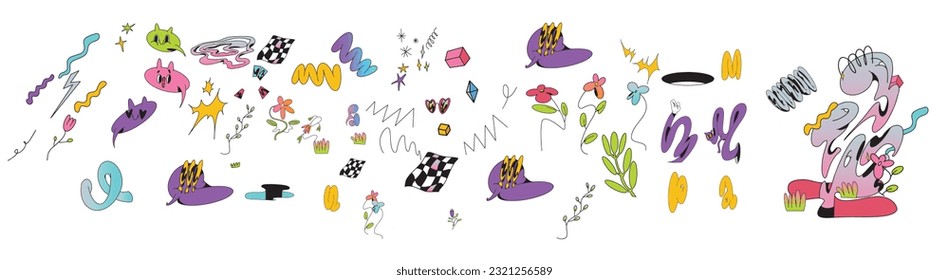 different elements and shapes alike  style for illustration