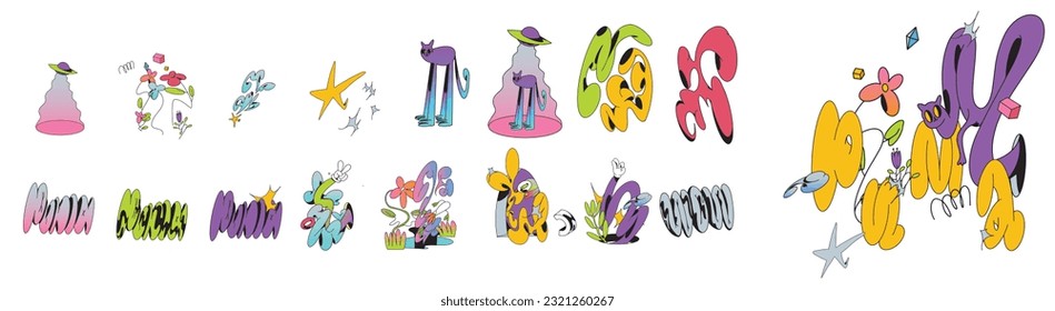 different elements and shapes alike  style for illustration