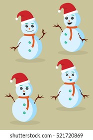 Different emotion and poses of snowman 
vector set