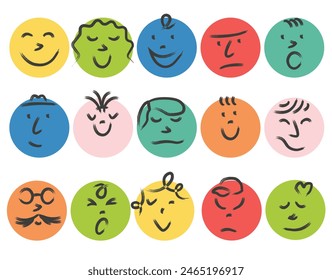 Different emotional emoticons. Emoticons Set of bright abstract textured emoticons. EPS 10.