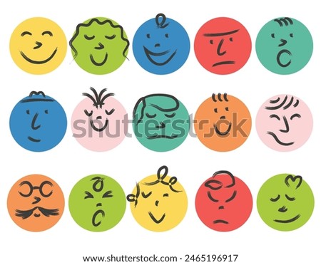 Different emotional emoticons. Emoticons Set of bright abstract textured emoticons. EPS 10.