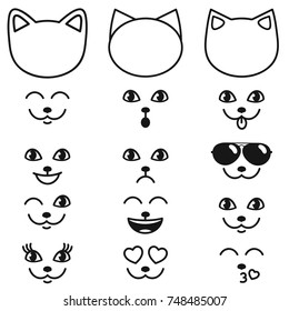 different emotions and cat head