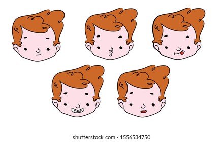 Different emotions for the face of a young boy - vector