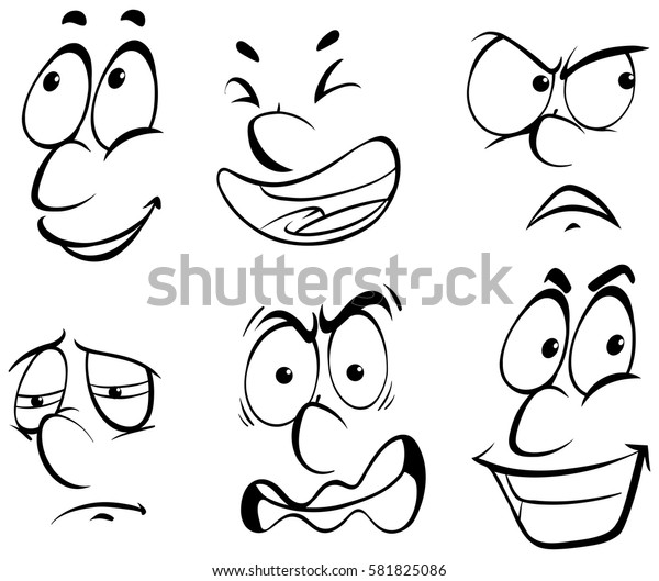 Different Emotions On Human Face Illustration Stock Vector (Royalty ...