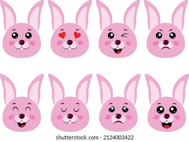 different emotions pink bunny stickers 