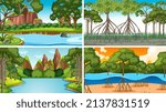 Different empty forest scenes illustration