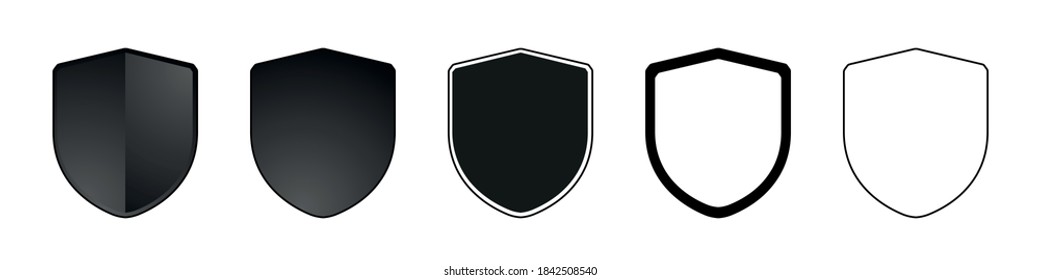 Different Empty Security Shields - Vector Illustration Set - Isolated On White Background