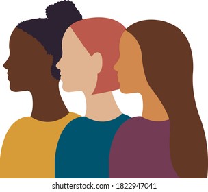 Different Ethnicity Women Poster Isolated, Vector Illustration