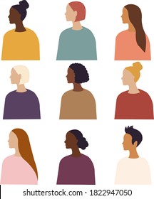 Different Ethnicity Women Poster Isolated White Background, Vector Illustration