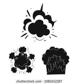 Different explosions black icons in set collection for design.Flash and flame vector symbol stock web illustration.