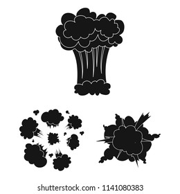 Different explosions black icons in set collection for design.Flash and flame vector symbol stock web illustration.