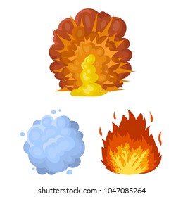 Different explosions cartoon icons in set collection for design.Flash and flame vector symbol stock web illustration.