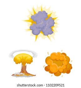 Different explosions cartoon icons in set collection for design.Flash and flame vector symbol stock web illustration.