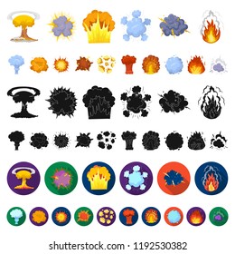Different explosions cartoon icons in set collection for design.Flash and flame vector symbol stock web illustration.