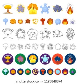 Different explosions cartoon icons in set collection for design.Flash and flame vector symbol stock web illustration.