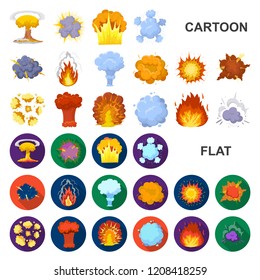 Different explosions cartoon icons in set collection for design.Flash and flame vector symbol stock web illustration.