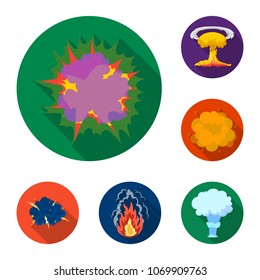 Different explosions flat icons in set collection for design.Flash and flame vector symbol stock web illustration.