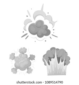 Different explosions monochrome icons in set collection for design.Flash and flame vector symbol stock web illustration.