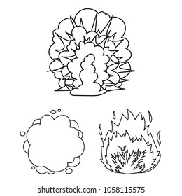Different explosions outline icons in set collection for design.Flash and flame vector symbol stock web illustration.