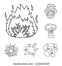 Different explosions outline icons in set collection for design.Flash and flame vector symbol stock web illustration.