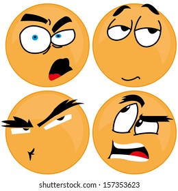 different expressions face on white background