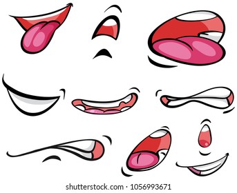 Different expressions on mounth illustration