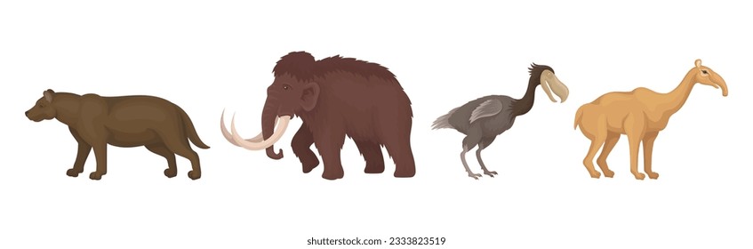 Different Extinct Prehistoric Animals and Beast Vector Set