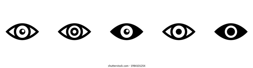 Different eye icon set isolated on white background.