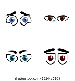 Different eye icons set cartoon vector. Cartoon eye expressing various emotion. Face element