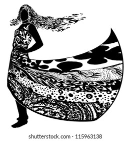 different fabrics on model